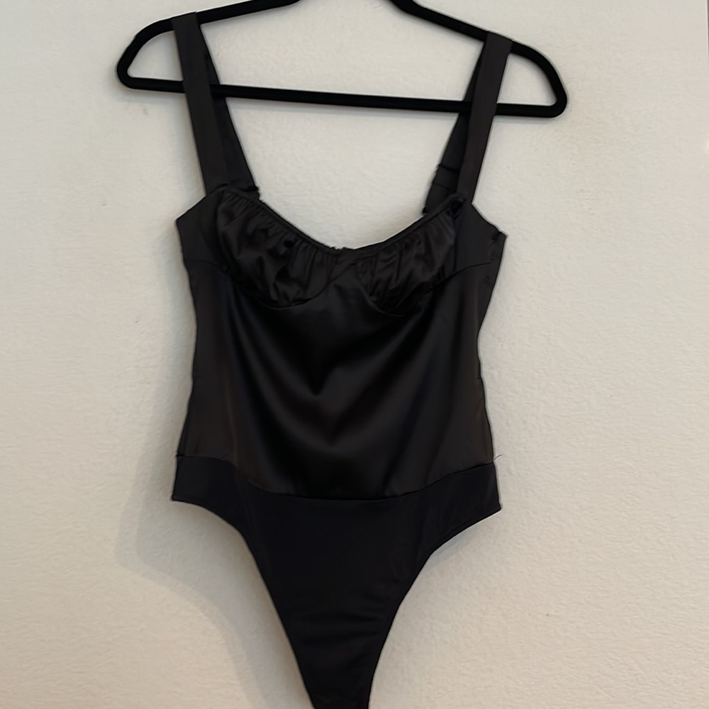 DANIELLE BERNSTEIN Black satin bodysuit 0 xs - Picture 5 of 13